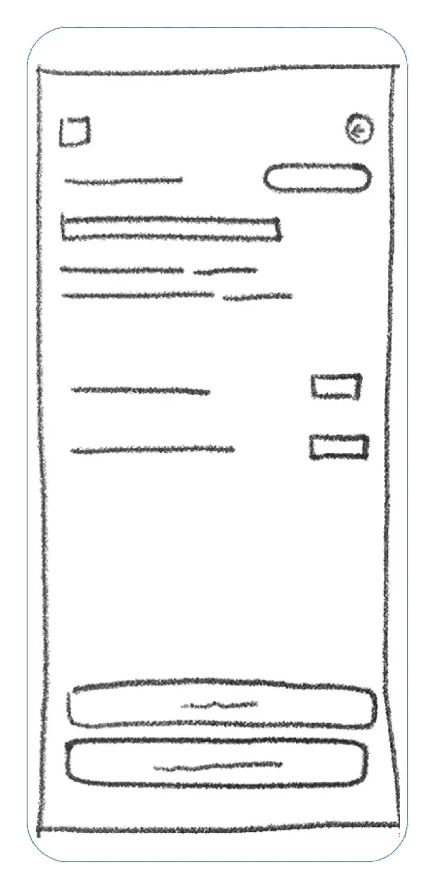 Prototipo de baja fidelidad: la pantalla de toma de datos dibujada a mano