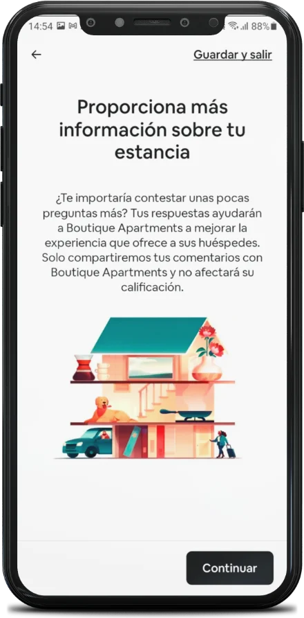 Airbnb: la pantalla que pide más información sobre la estancia
